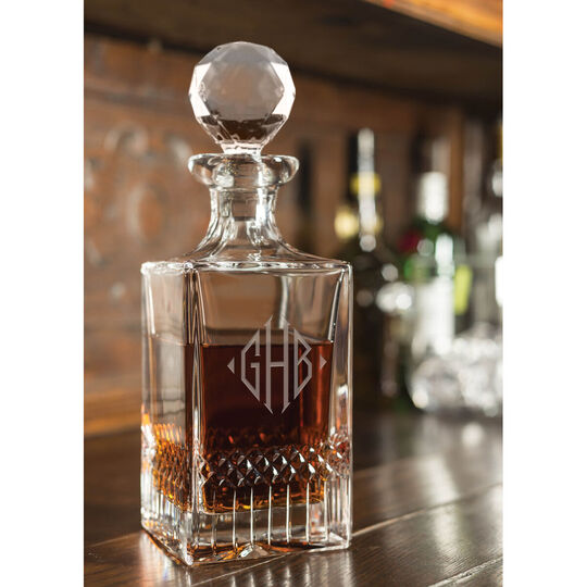 Deep Etched Monogrammed Exception Crystal Decanter